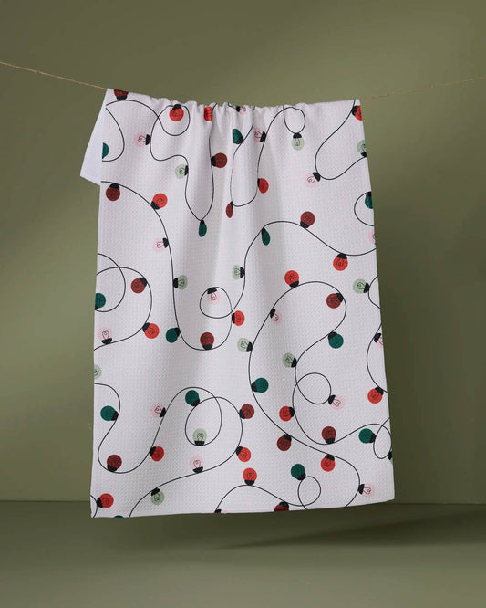Geometry Holiday Lights Tea Towel