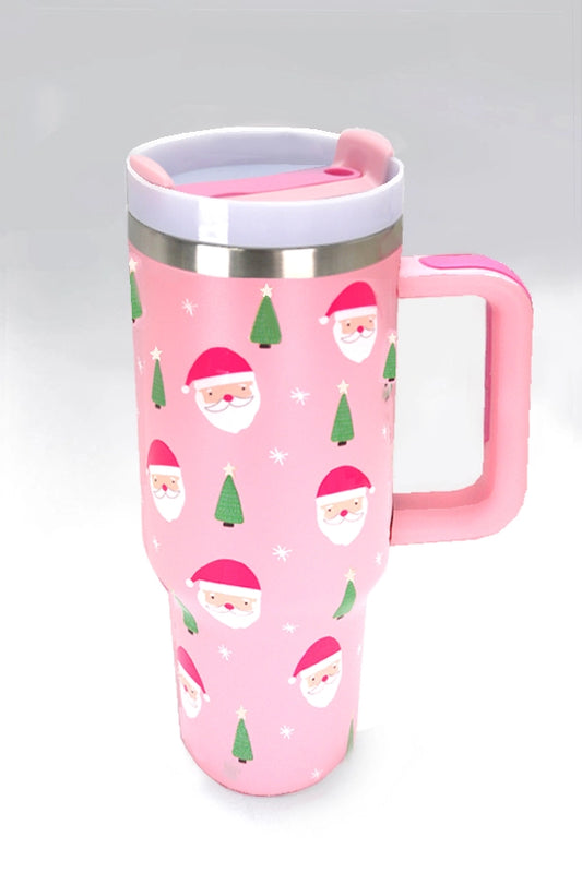 Pink Santa 40 oz. Tumbler with Straw