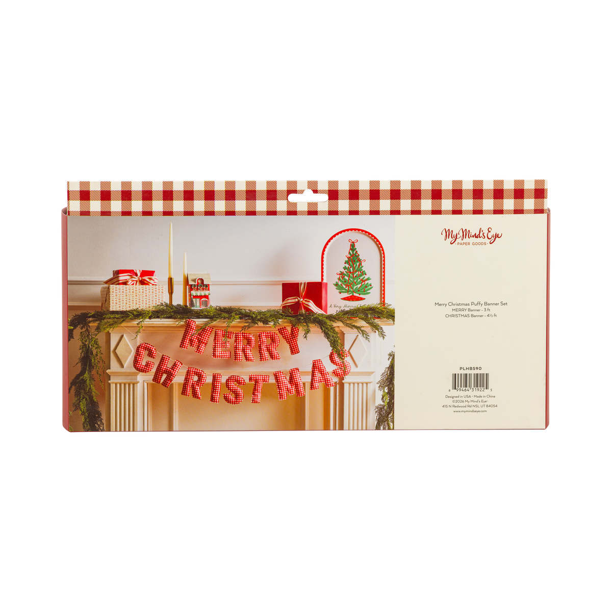 Merry Christmas Gingham Puffy Canvas Banner Set