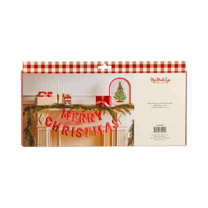 Merry Christmas Gingham Puffy Canvas Banner Set