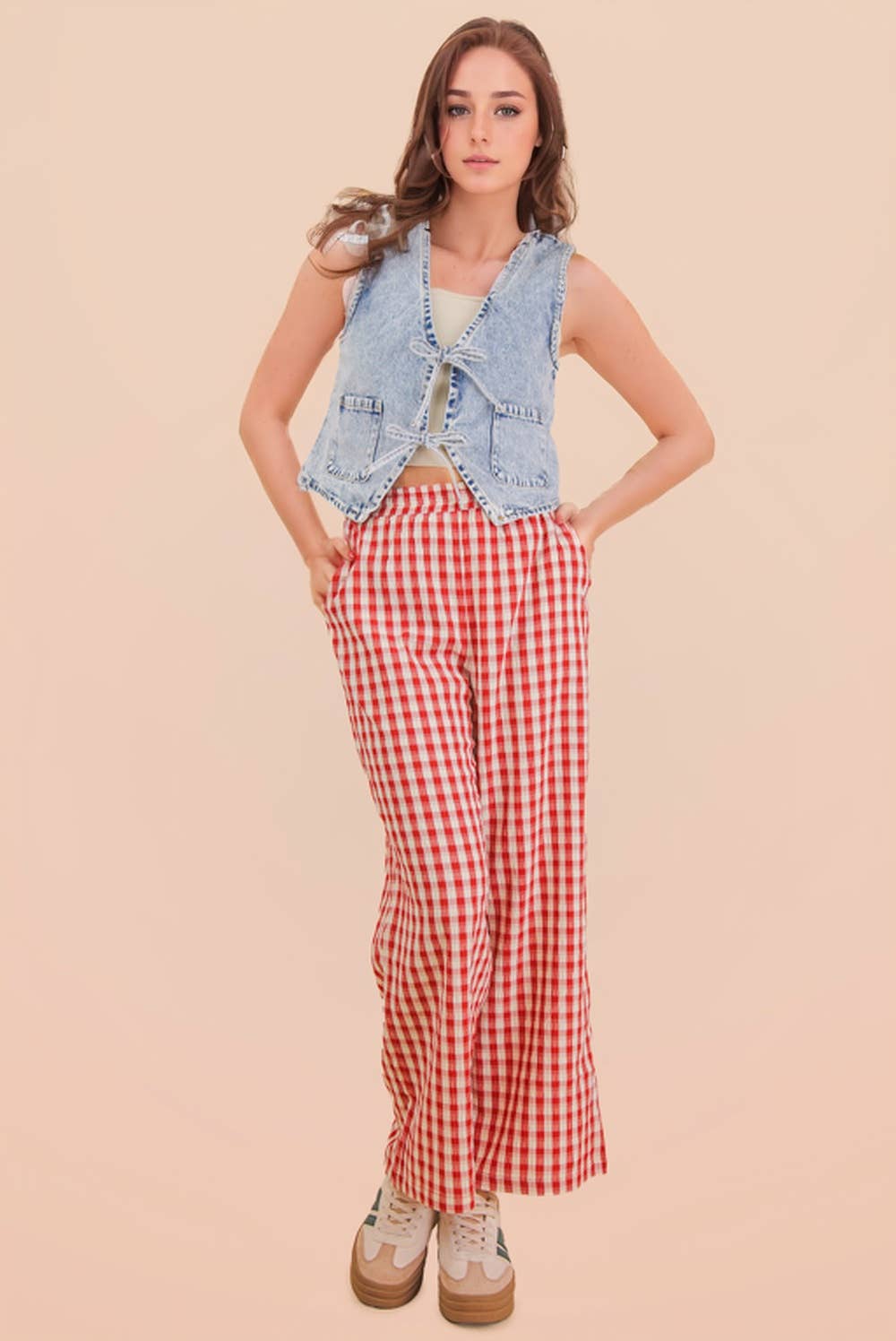 Washed Denim Front Tie Vest