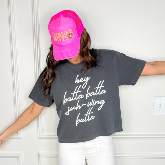 Hey Batta Swing Batta Puff Crop Tee