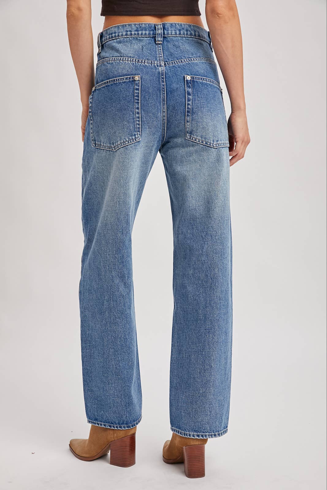 Medium Wash High Rise Straight Jeans