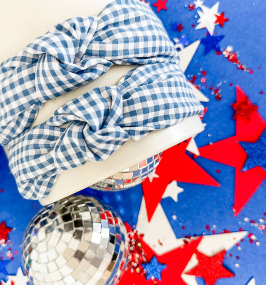 Cornflower Blue Gingham Headband