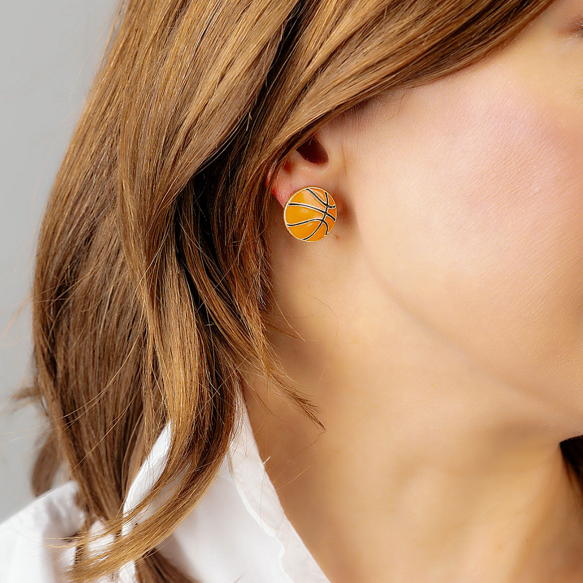 Basketball Enamel Stud Earrings