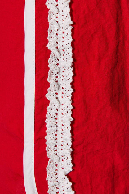 Red Lace Trim Track Shorts