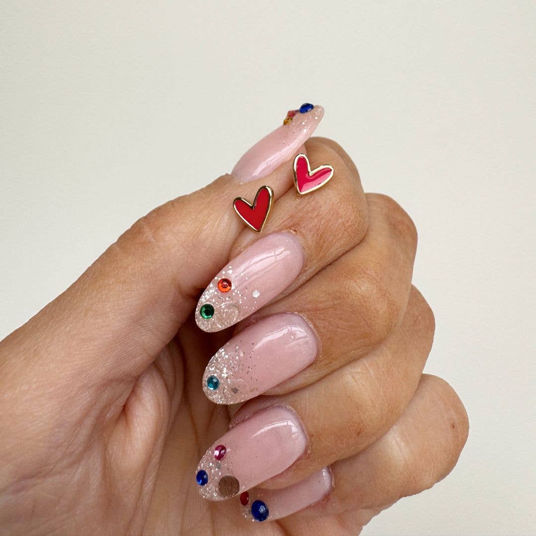 Red Sweetheart Stud Earrings