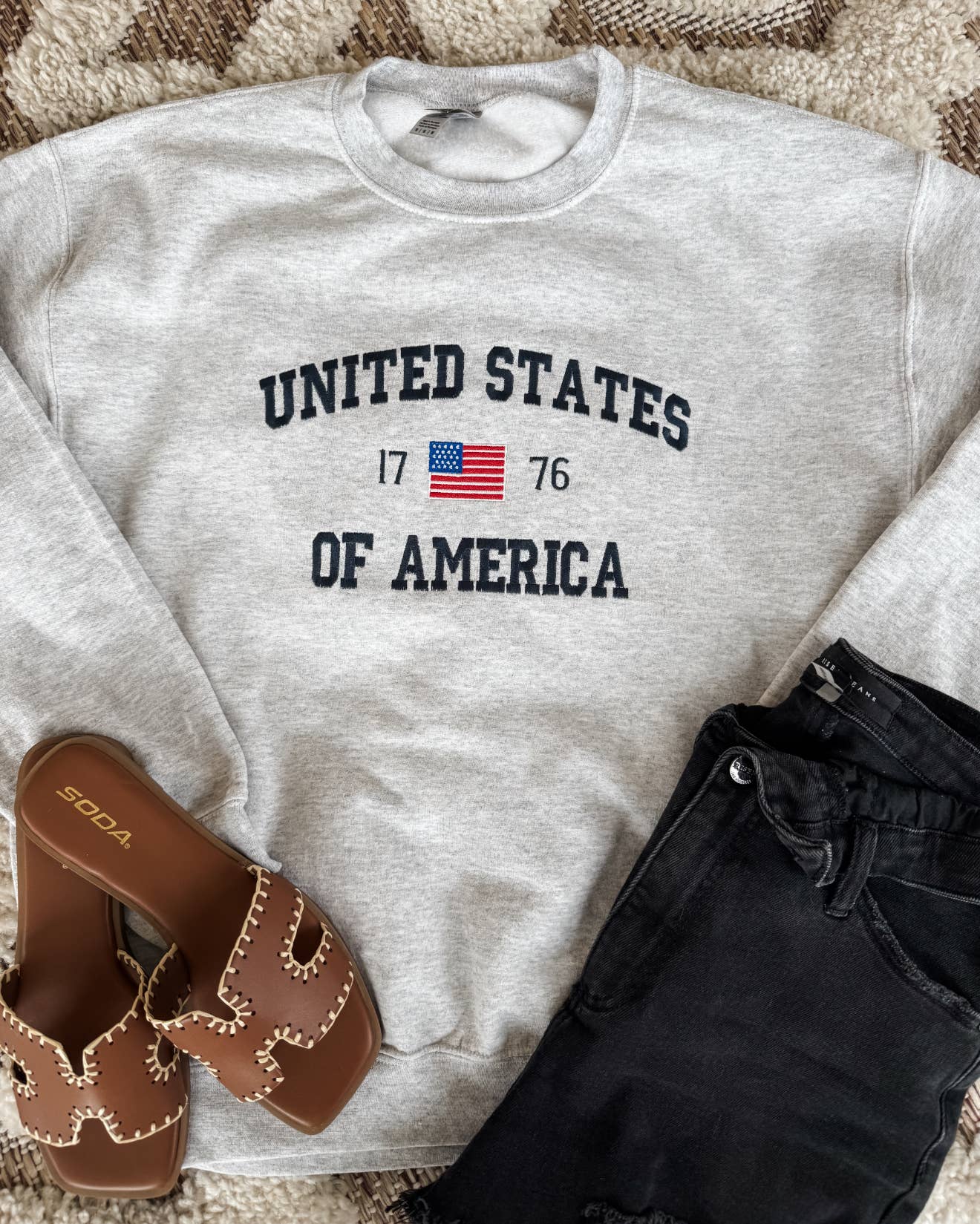 United States of America 1776 Embroidered Sweatshirt  