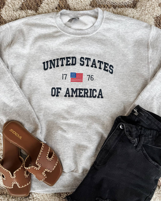United States of America 1776 Embroidered Sweatshirt  