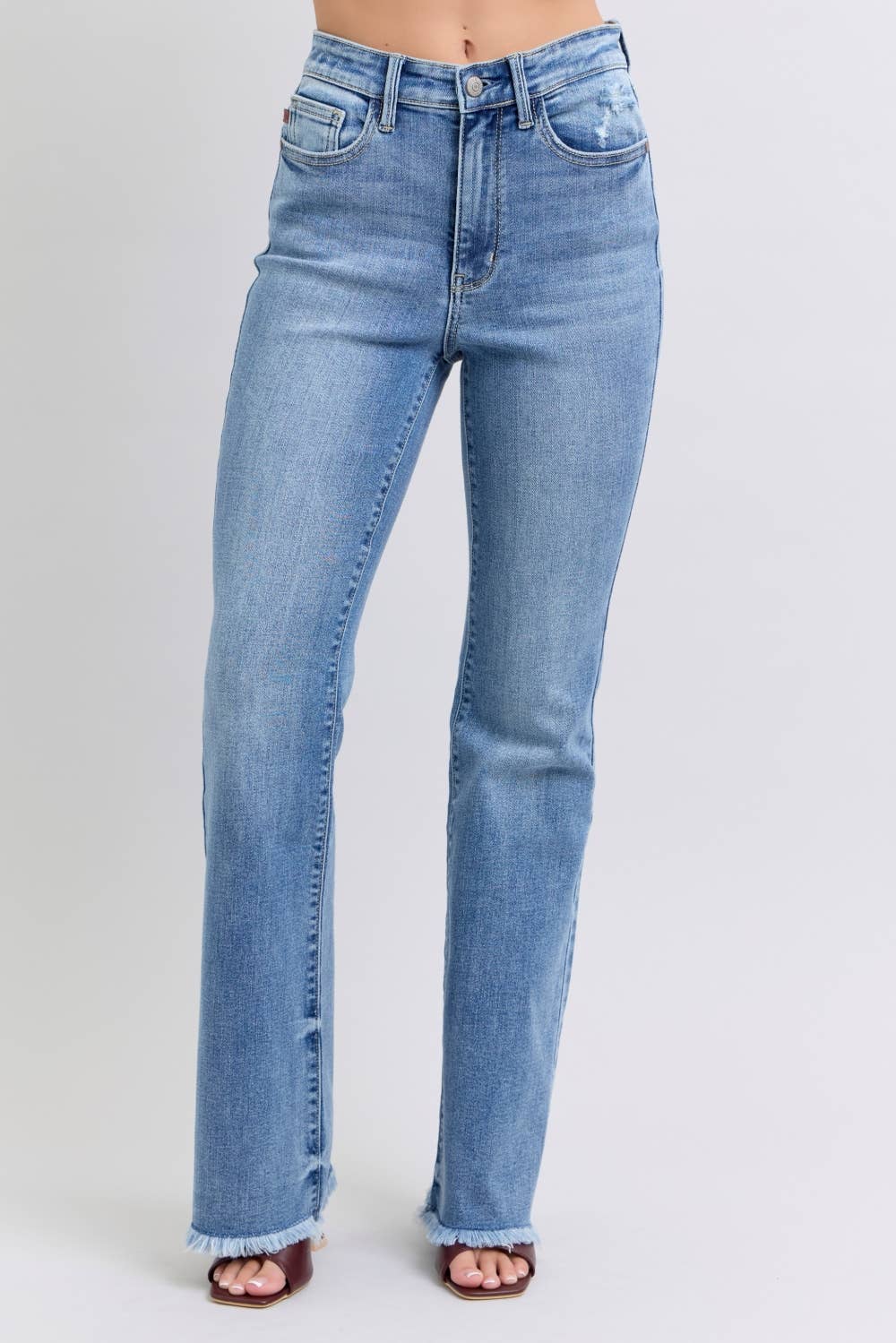 Judy Blue High Waisted Bootcut with Fray Hem Jeans