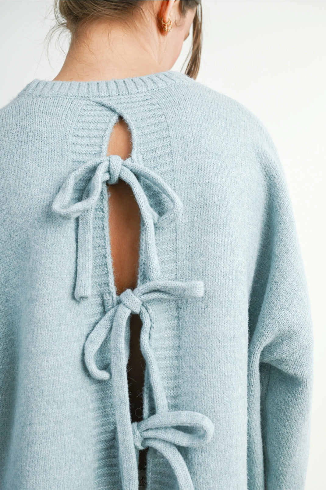 Blue Tie-Back Bow Sweater