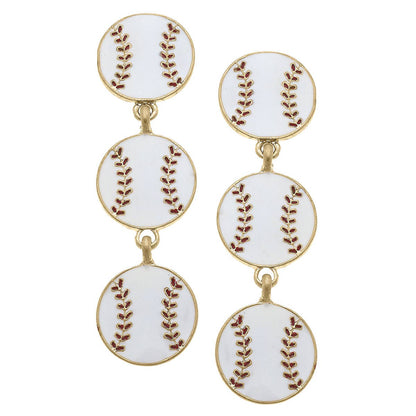 Baseball Drop Enamel Earrings