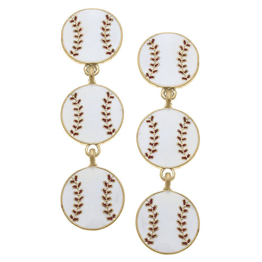 Baseball Drop Enamel Earrings