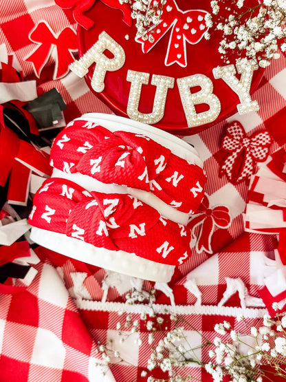 Red Nebraska Husker N Printed Headband