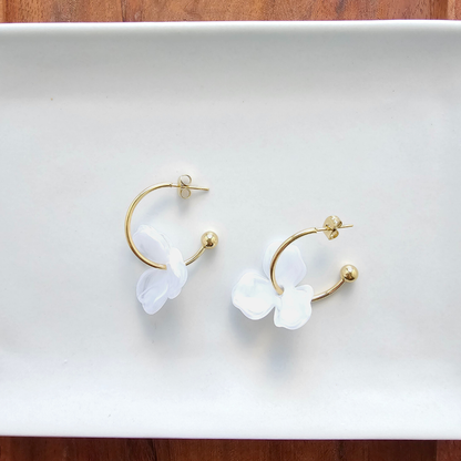 Magnolia Hoop Earrings - White