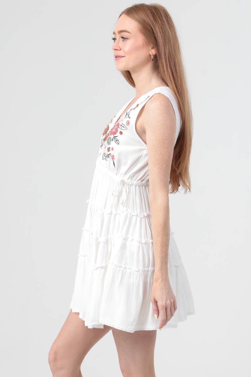 Floral Embroidered Boho Dress
