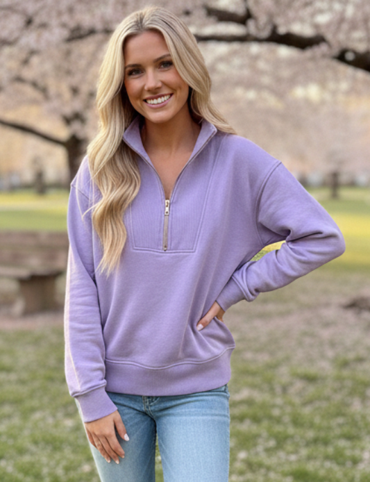 Lavender Half Zip Pullover