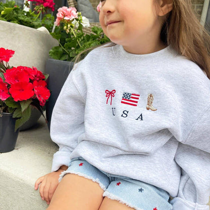 Youth USA Cowgirl Icons Embroidered Sweatshirt