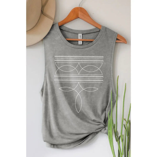 Cowboy Boot Toe Stitch Tank Top