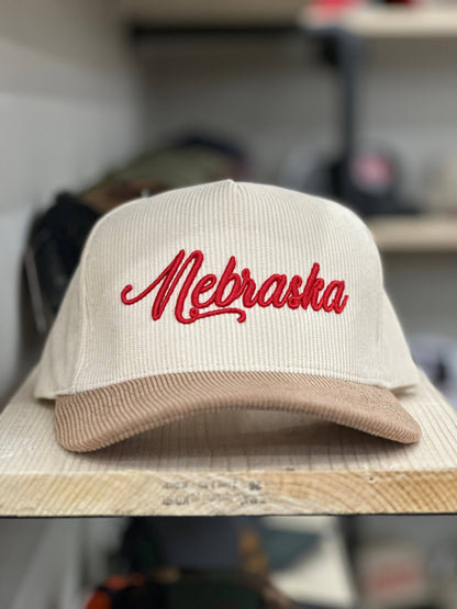 Nebraska Corduroy Puff Embroidered Hat