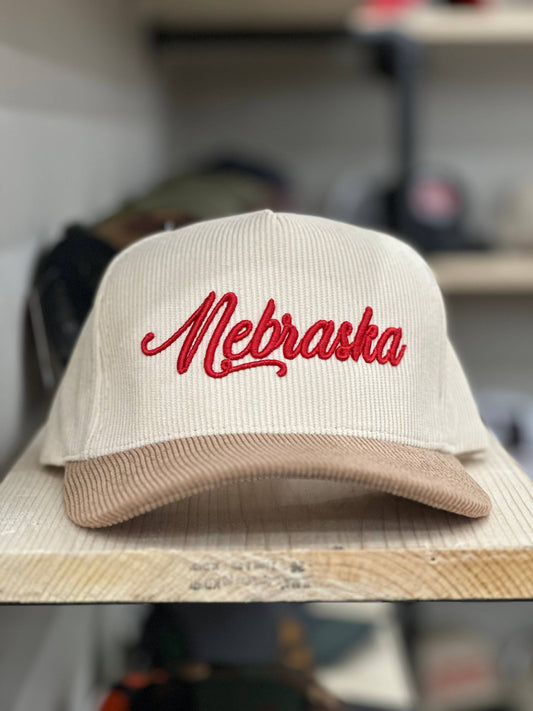 Nebraska Corduroy Puff Embroidered Hat