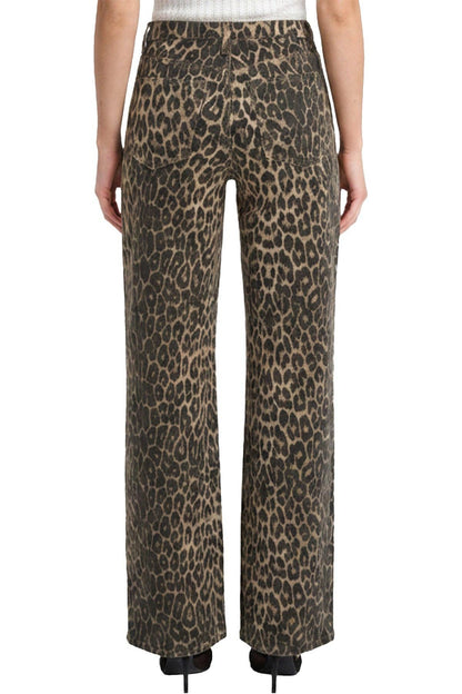 Chloe High Rise Leopard Wide Leg Jeans
