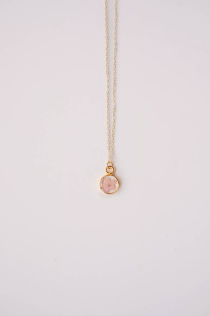 Round Forget Me Not Necklace: Pink
