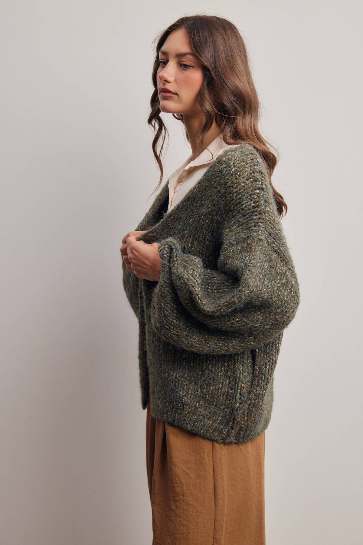 Olive Chunky Soft Touch Knit Cardigan