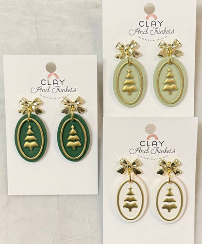 Oval Bow Tree Earrings