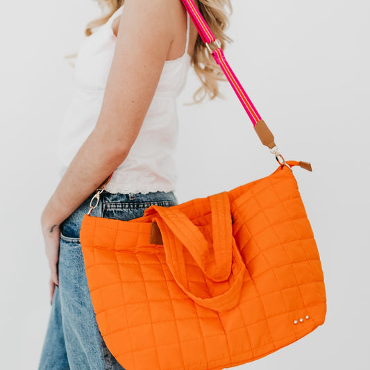 Orange Quilted Tote Bag