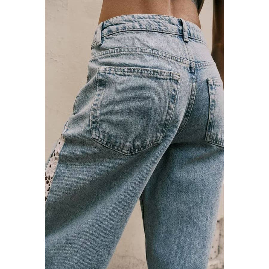 Crochet High Waist Wide Leg Jeans