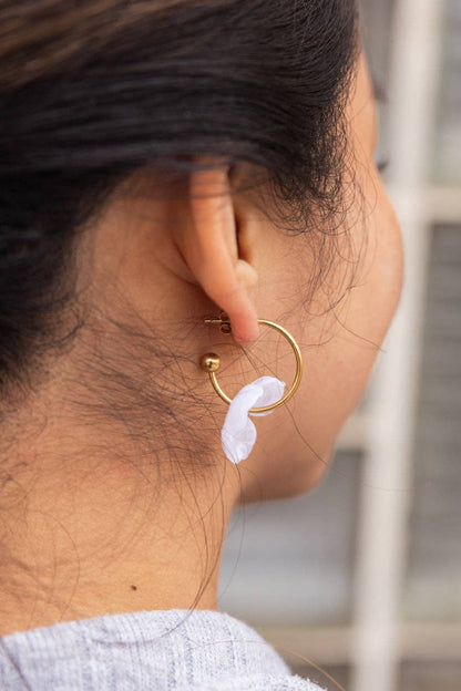 Magnolia Hoop Earrings - White