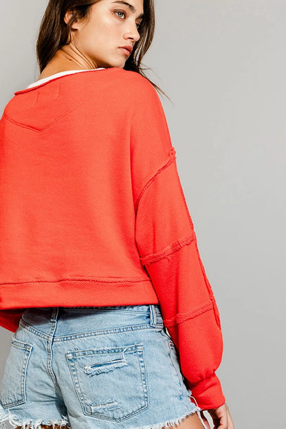 Raw-Edge Cropped Sweatshirt