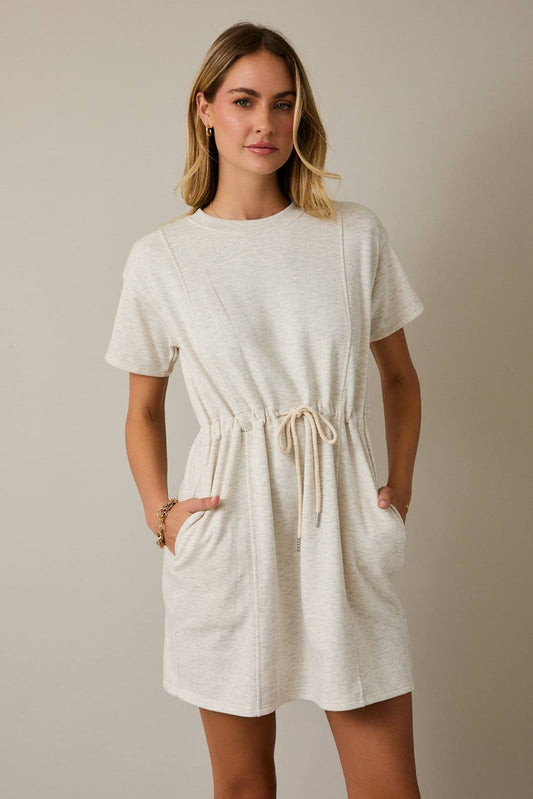 Short Sleeve Tie Waist Dress