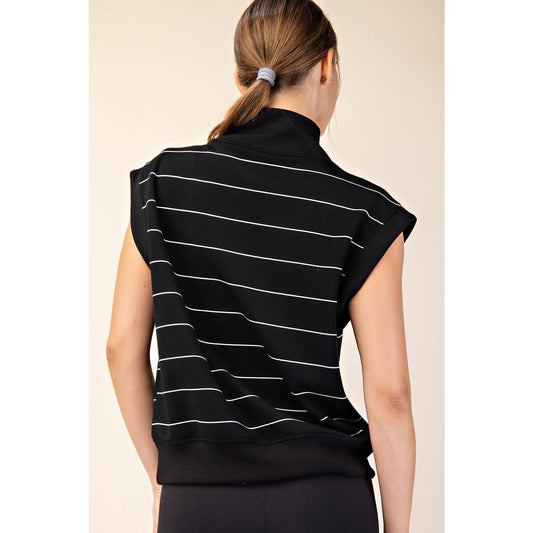 Modal Scuba Stripe V-Neck Sleeveless Top