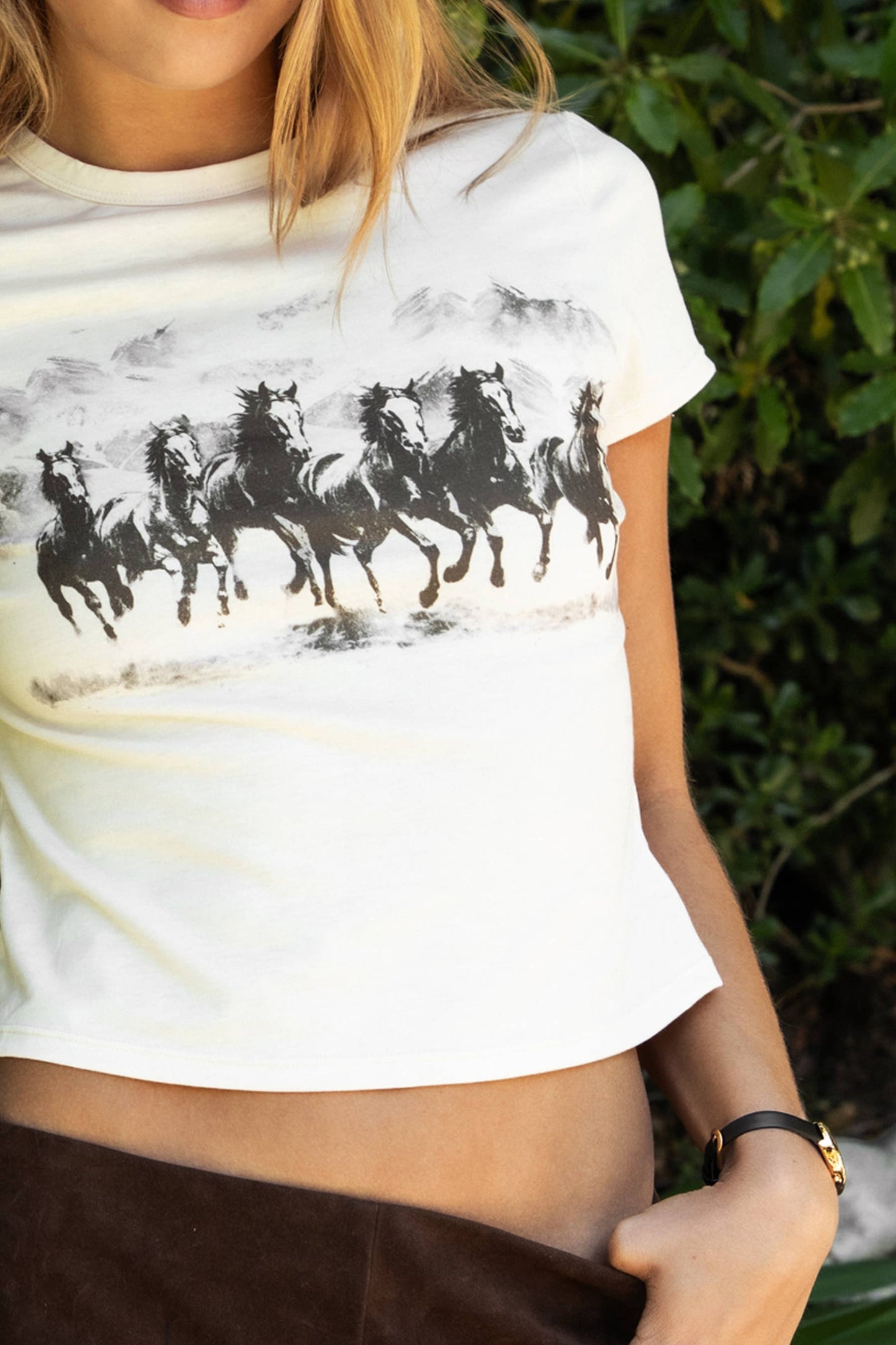 Western Horse Graphic Cropped Baby Tee