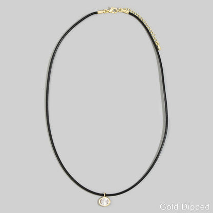 Oval Bezel Cz Cord Pendant Necklace