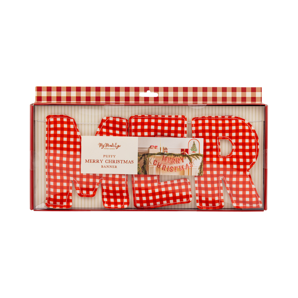 Merry Christmas Gingham Puffy Canvas Banner Set