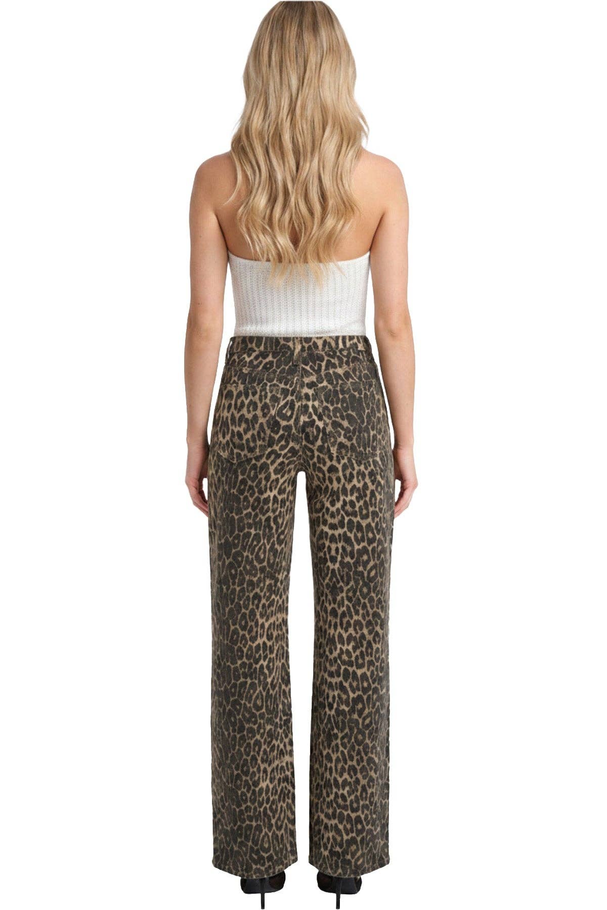 Chloe High Rise Leopard Wide Leg Jeans