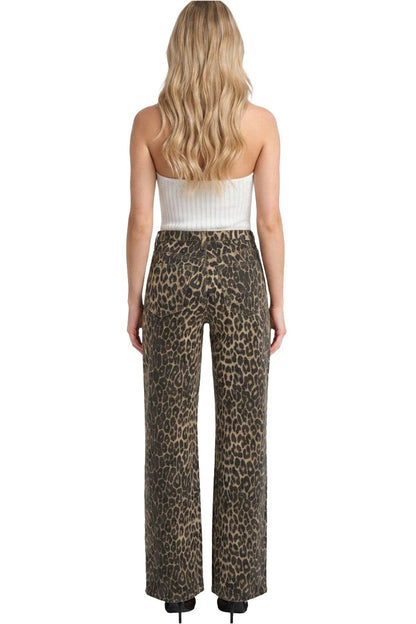 Chloe High Rise Leopard Wide Leg Jeans