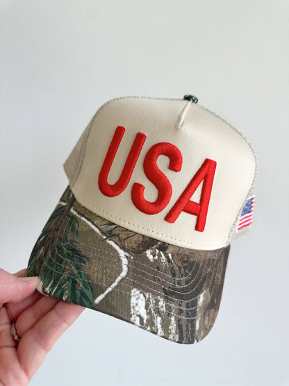 USA Vintage Camo Trucker Hat