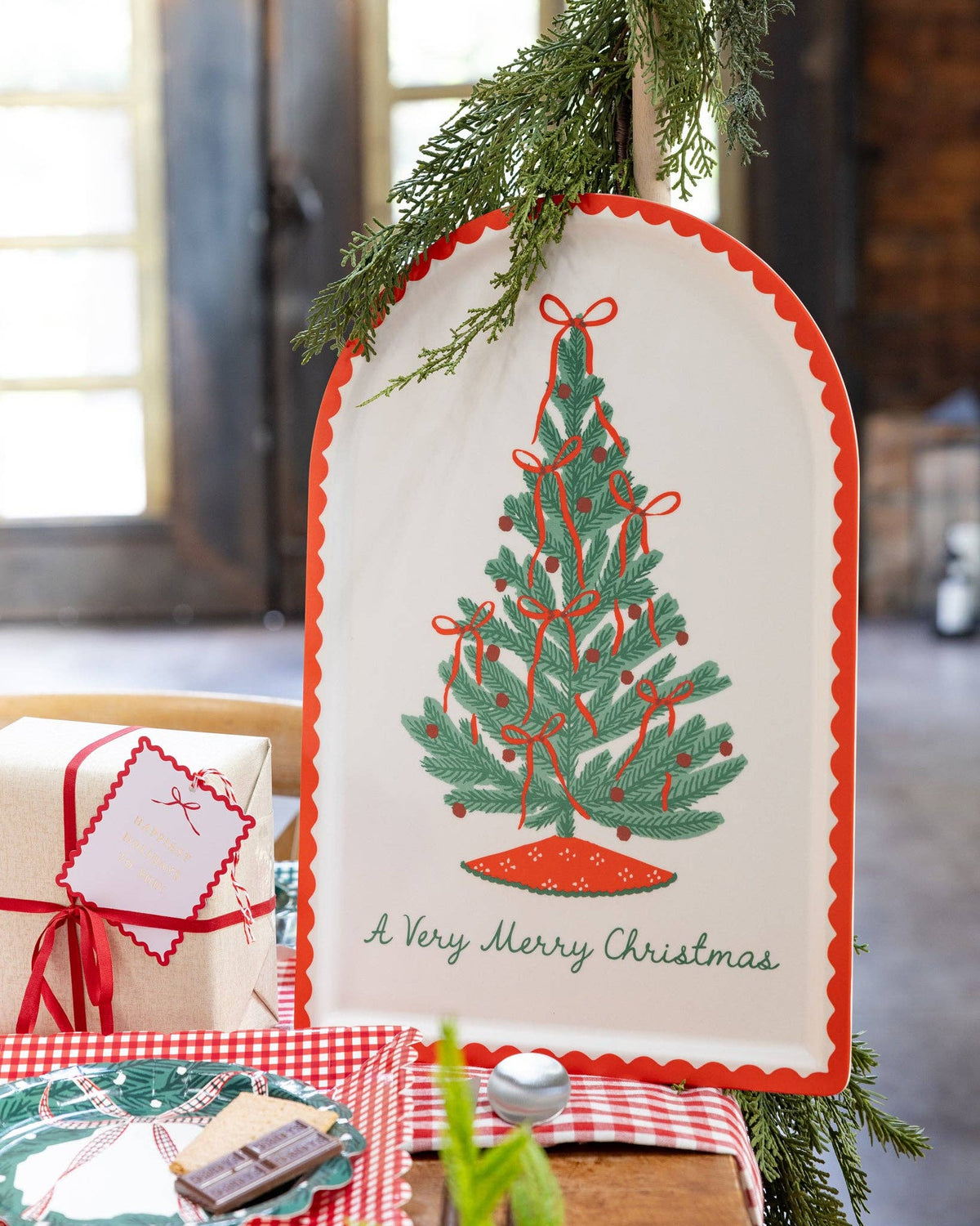 Christmas Tree Arch Bamboo Tray 12" x 18"