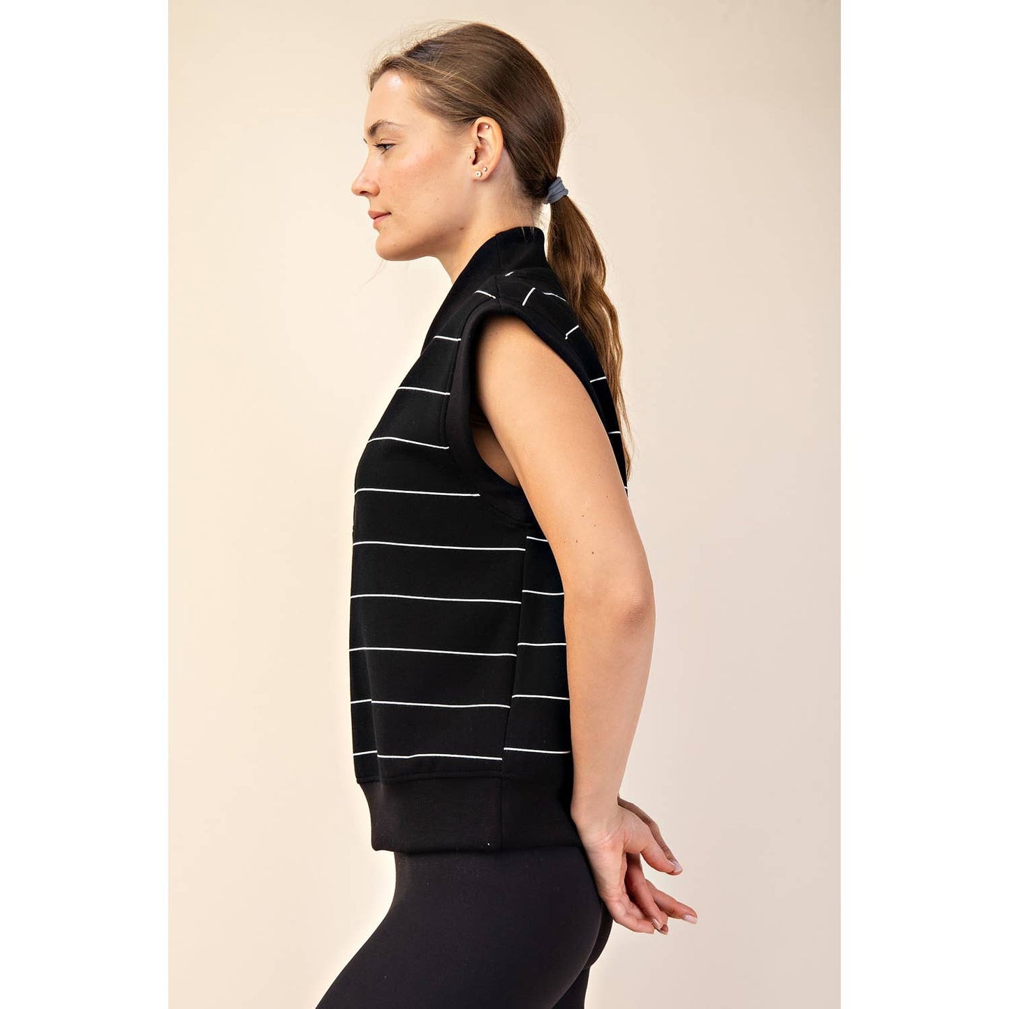 Modal Scuba Stripe V-Neck Sleeveless Top