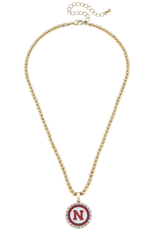 Nebraska Huskers Pave Disc Necklace