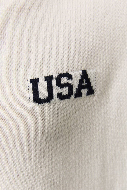 USA Flag Knit Quarter Zip Sweater