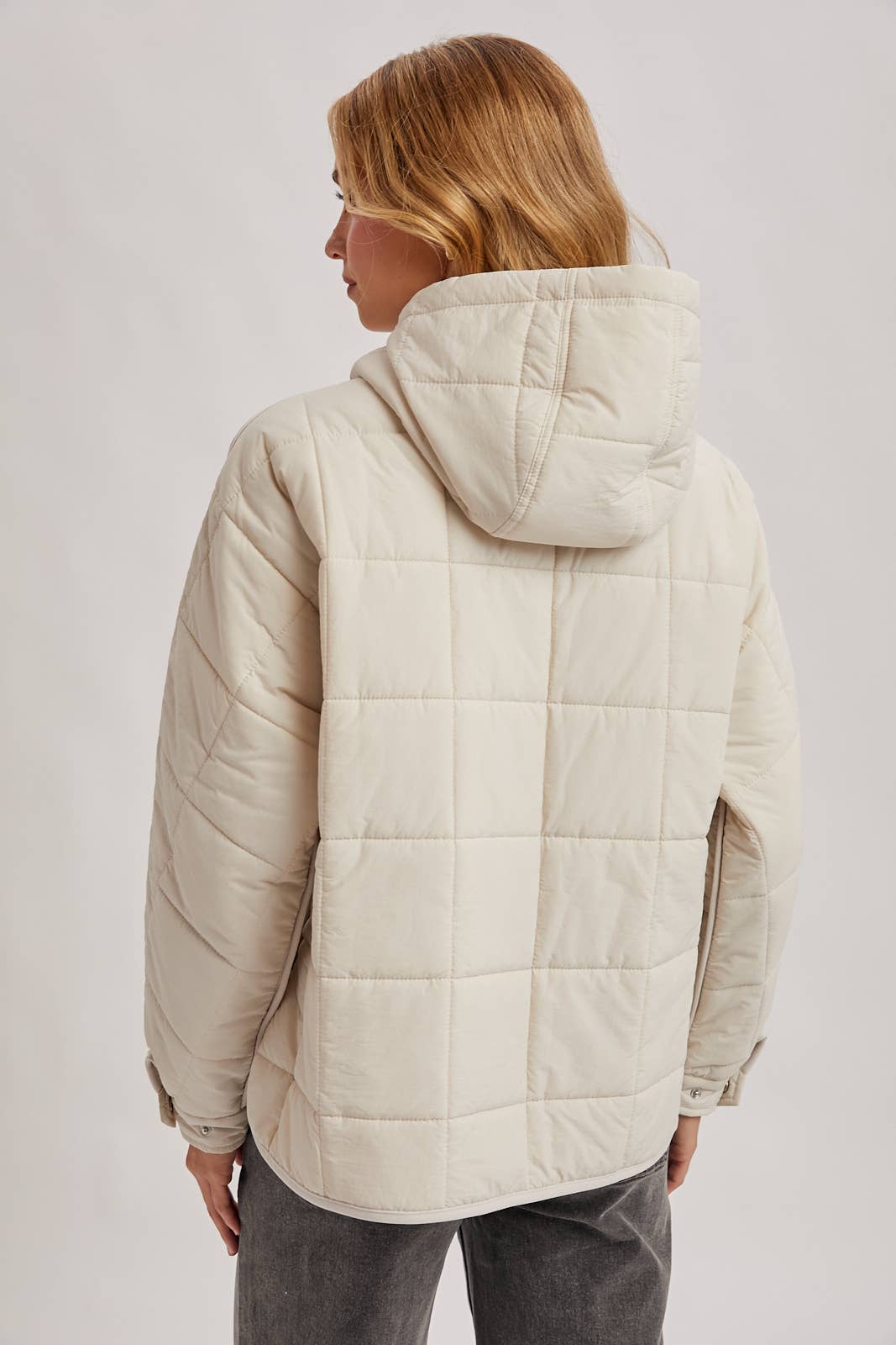 Quilted Puffer Hooded Pullover Jacket