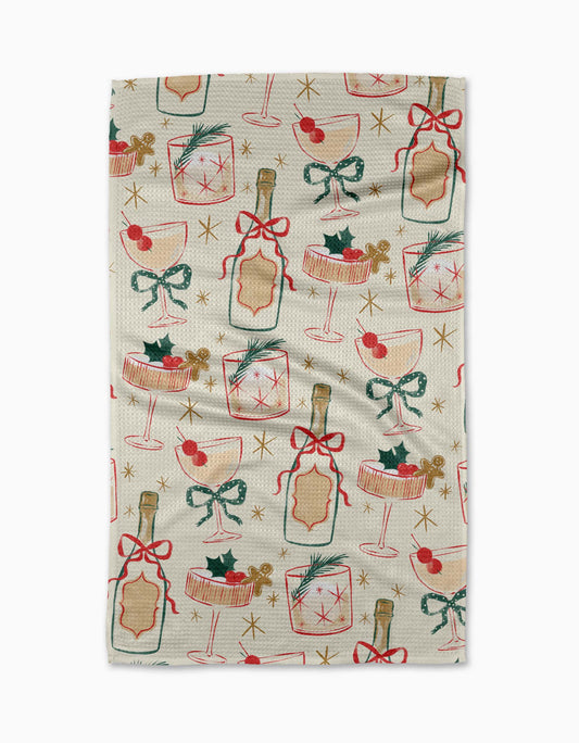 Geometry Christmas Cocktails Tea Towel