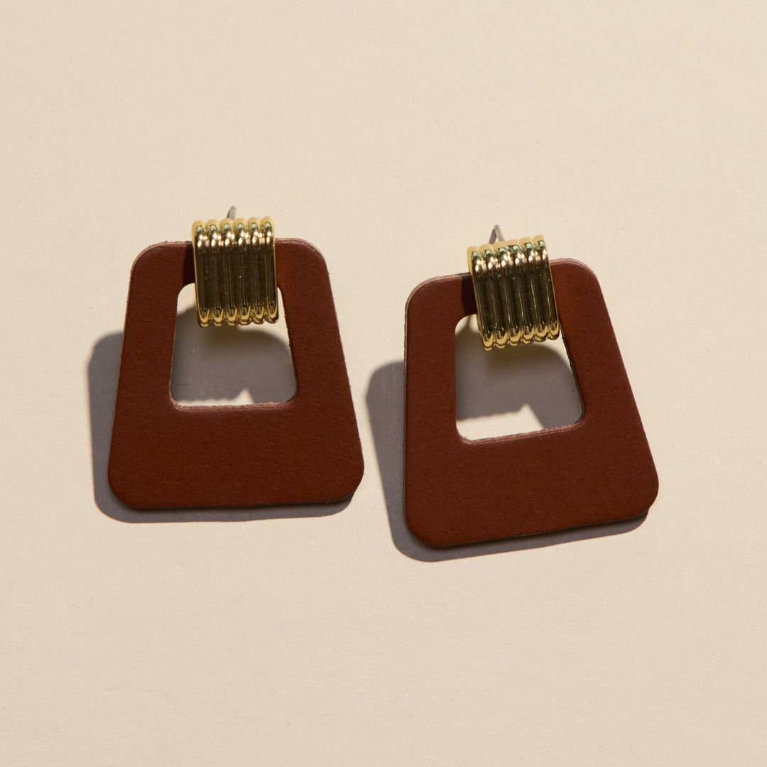 Brown Avery Doorknocker Earrings