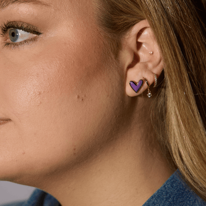 Purple Stone Sweetheart Stud Earrings