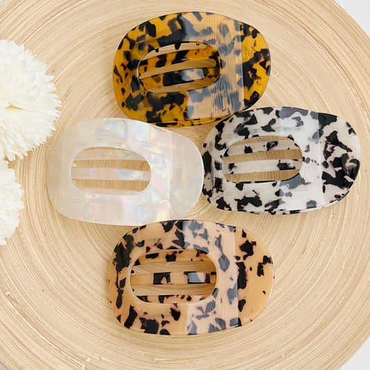 Large Flat Claw Clip: Brown Tortoise